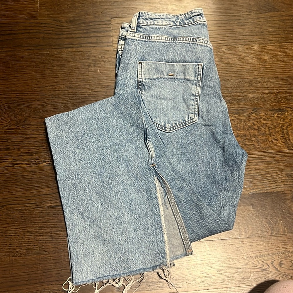 Zara Flare Leg Jeans with Slit High Waisted
